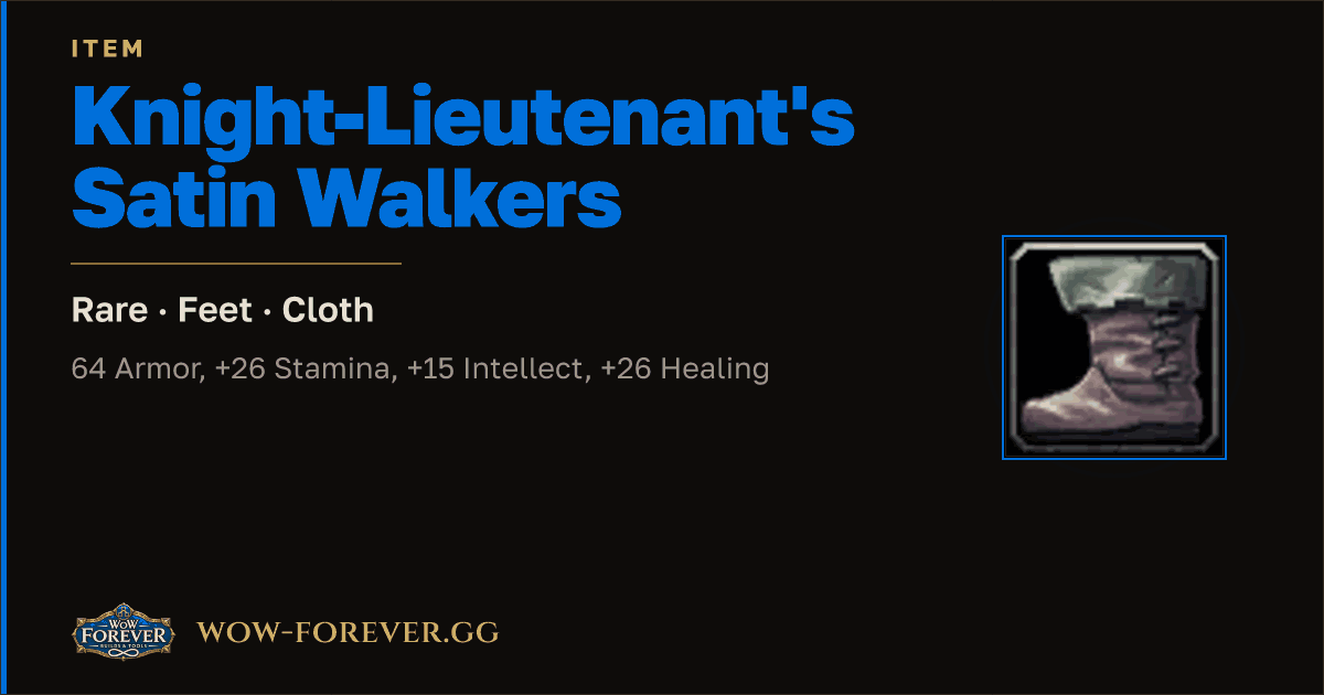 The preview card for Knight-Lieutenant's Satin Walkers