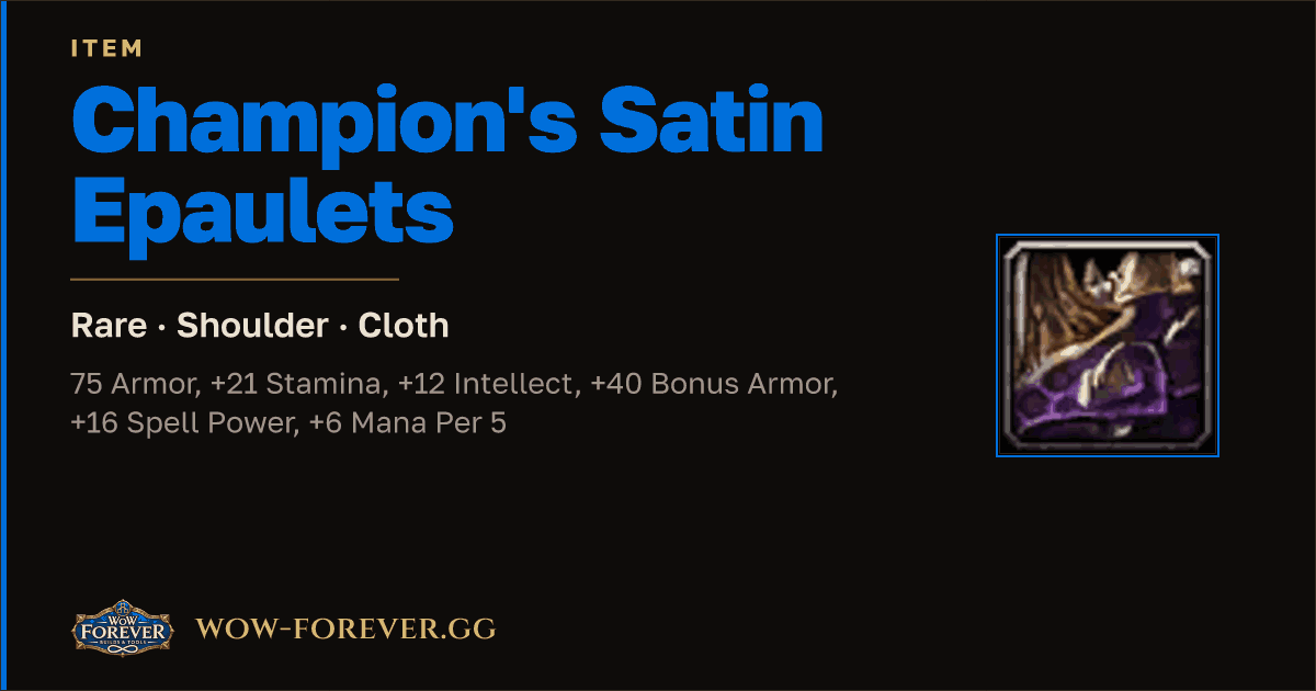 The preview card for Champion's Satin Epaulets