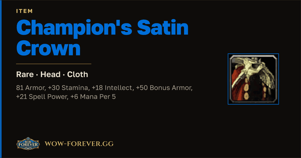 The preview card for Champion's Satin Crown