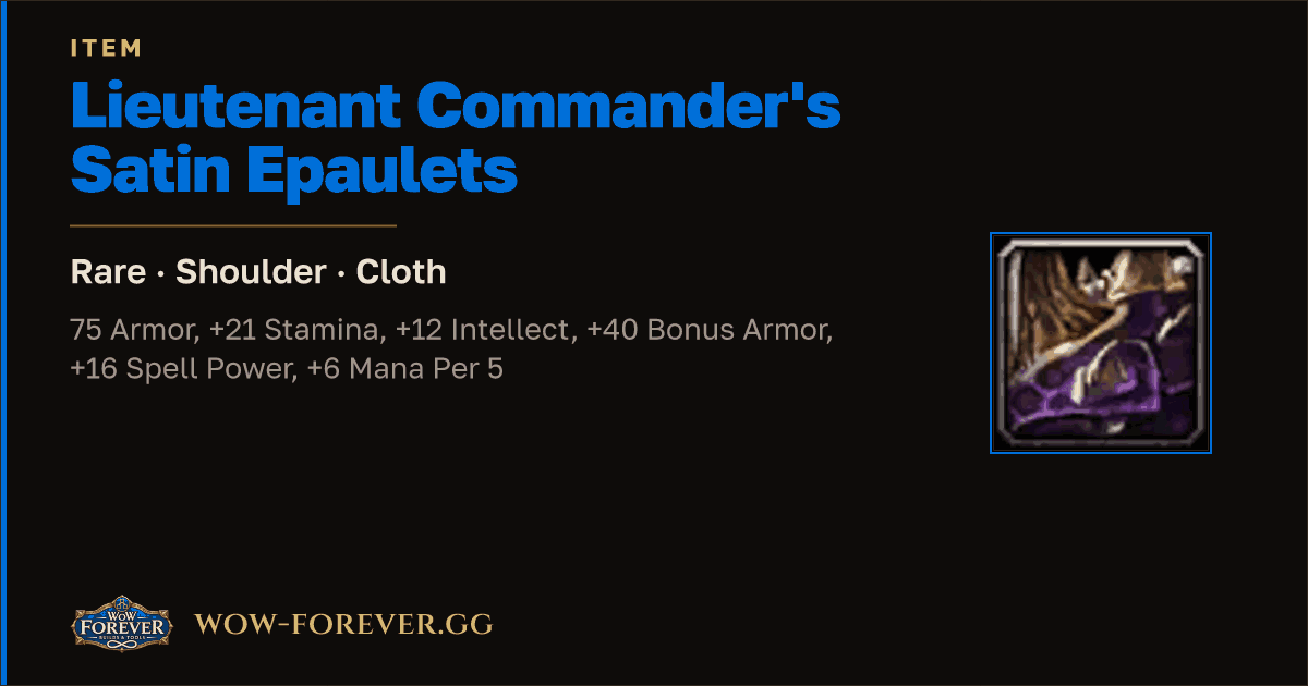 The preview card for Lieutenant Commander's Satin Epaulets