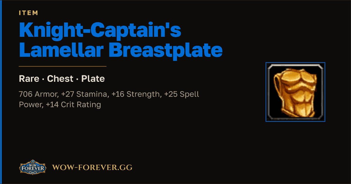 The preview card for Knight-Captain's Lamellar Breastplate