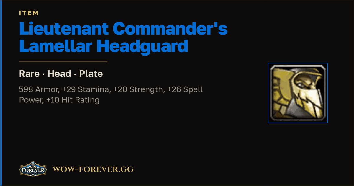 The preview card for Lieutenant Commander's Lamellar Headguard