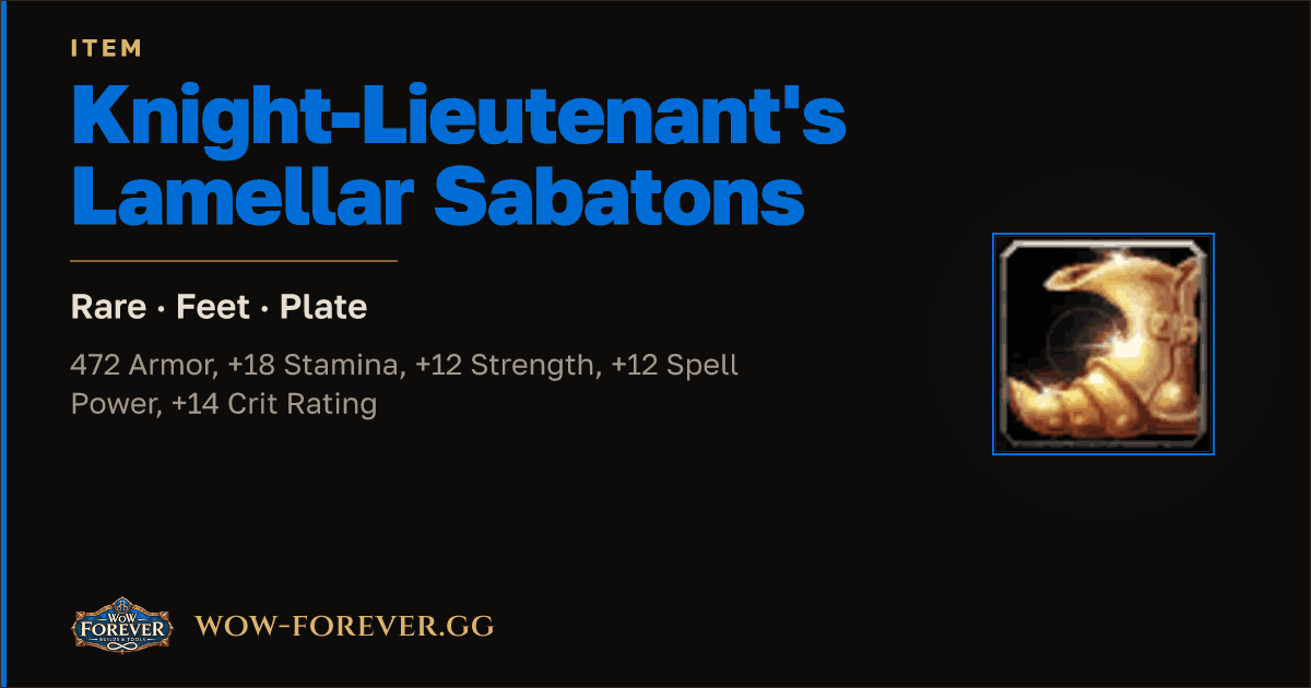 The preview card for Knight-Lieutenant's Lamellar Sabatons