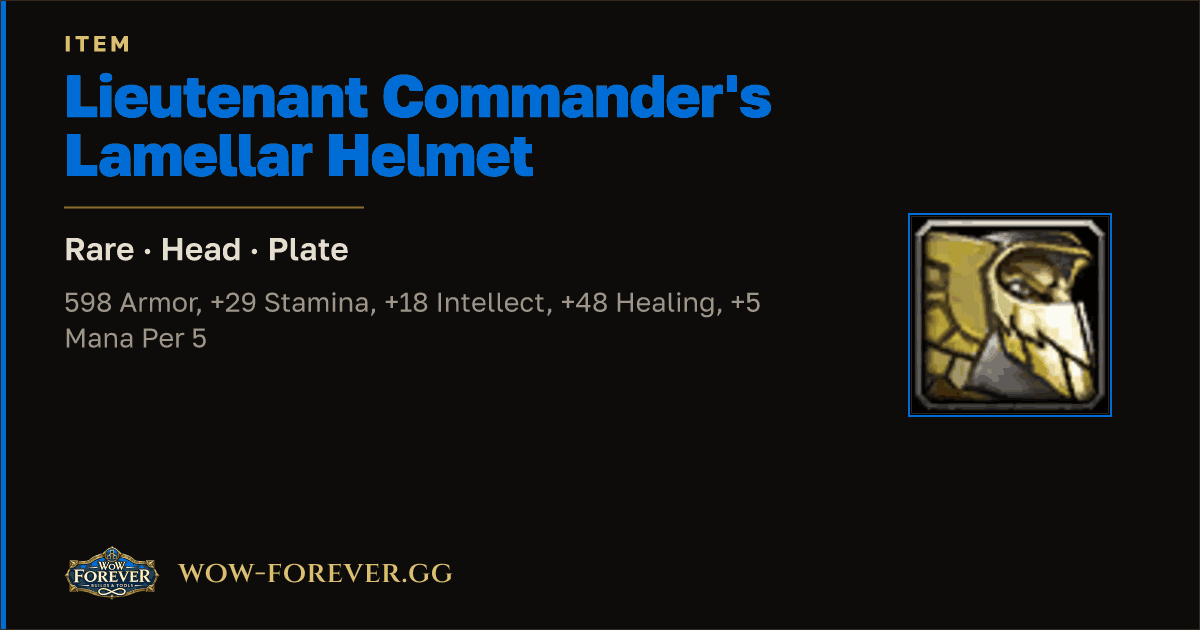 The preview card for Lieutenant Commander's Lamellar Helmet