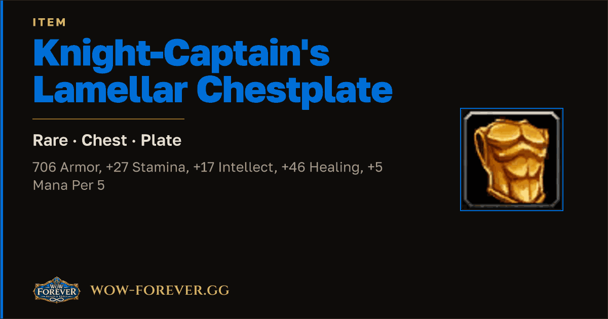 The preview card for Knight-Captain's Lamellar Chestplate