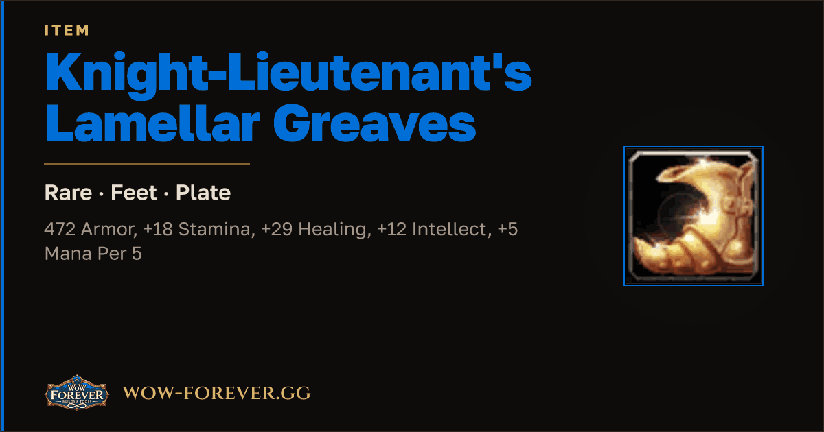 The preview card for Knight-Lieutenant's Lamellar Greaves