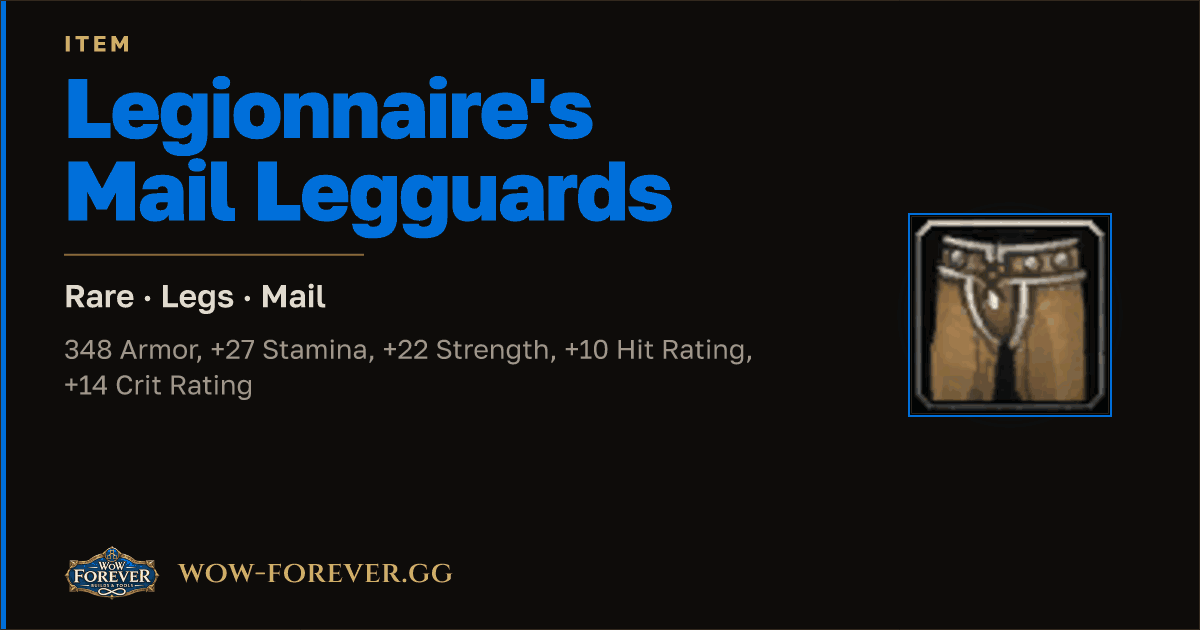 The preview card for Legionnaire's Mail Legguards