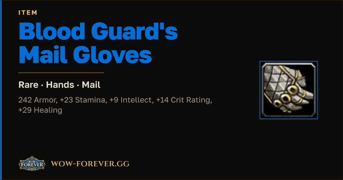 The preview card for Blood Guard's Mail Gloves
