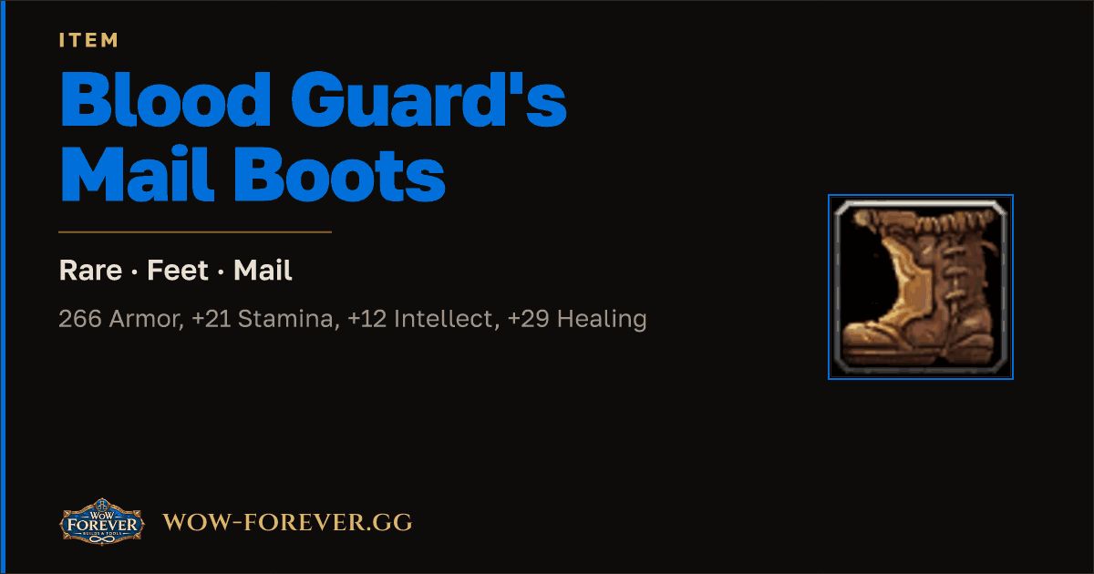 The preview card for Blood Guard's Mail Boots