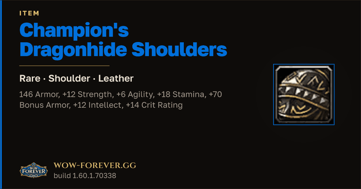 The preview card for Champion's Dragonhide Shoulders