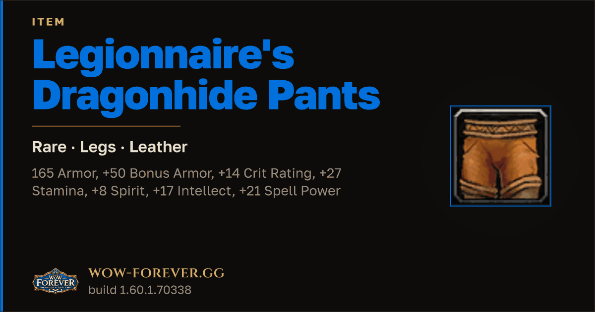 The preview card for Legionnaire's Dragonhide Pants