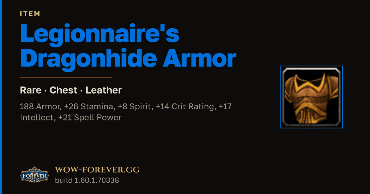 The preview card for Legionnaire's Dragonhide Armor
