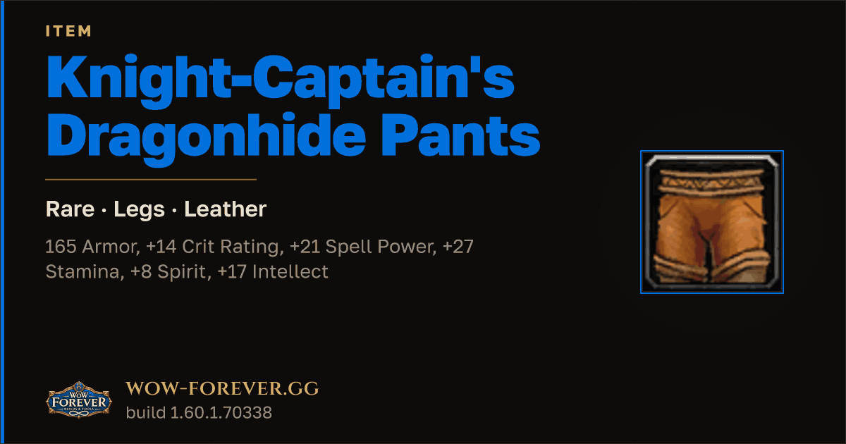 The preview card for Knight-Captain's Dragonhide Pants