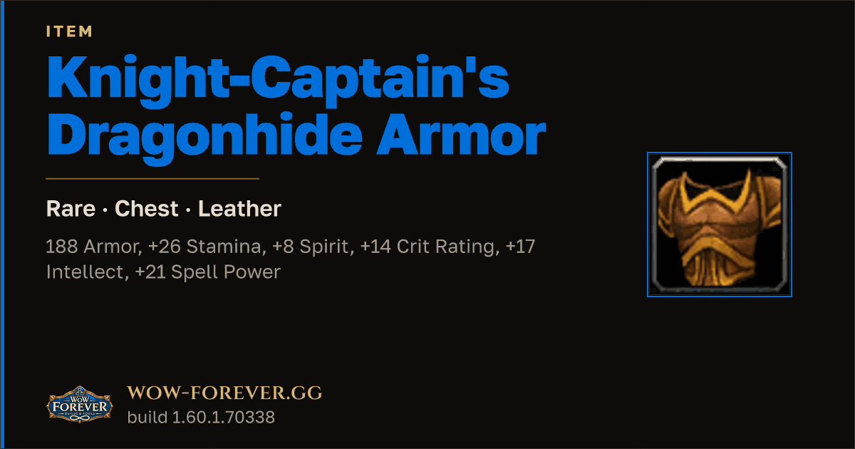 The preview card for Knight-Captain's Dragonhide Armor