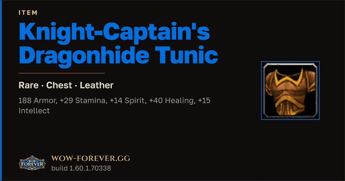 The preview card for Knight-Captain's Dragonhide Tunic