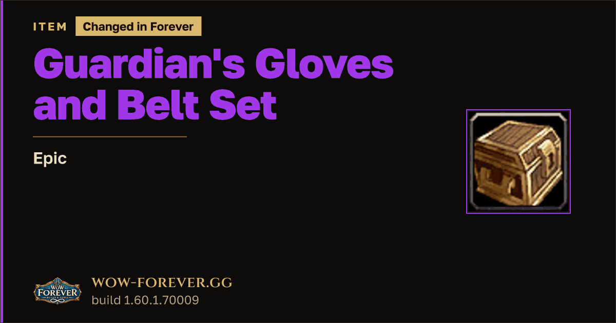 The preview card for Guardian's Gloves and Belt Set - Epic Item