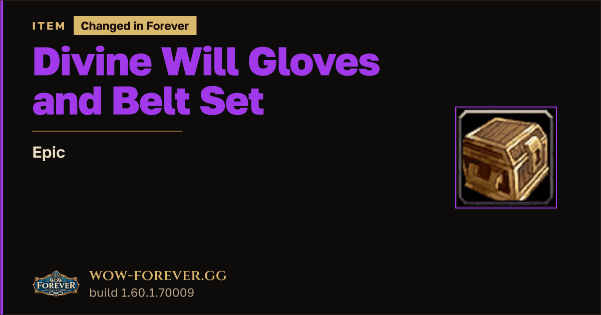 The preview card for Divine Will Gloves and Belt Set - Epic Item