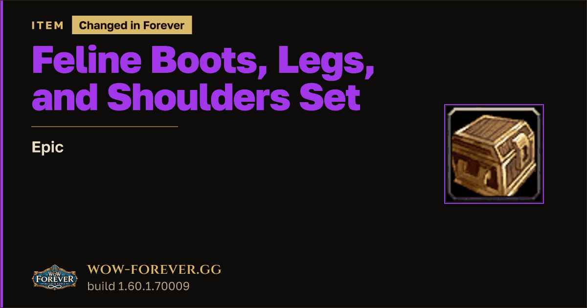 The preview card for Feline Boots, Legs, and Shoulders Set - Epic Item