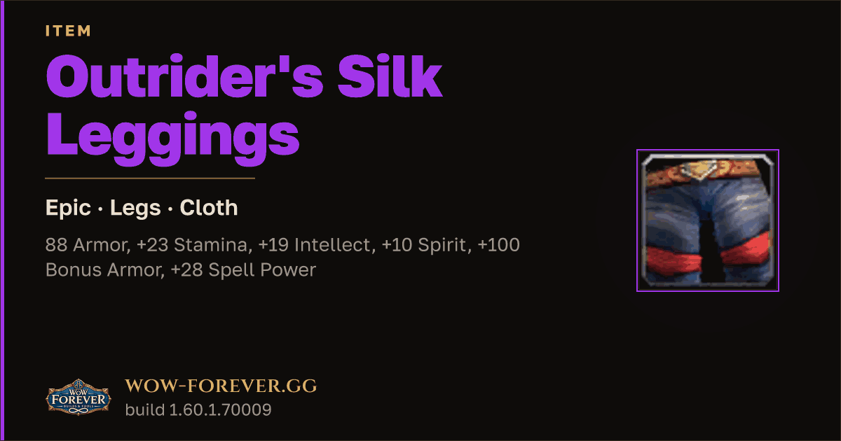 The preview card for Outrider's Silk Leggings - Epic Cloth Legs