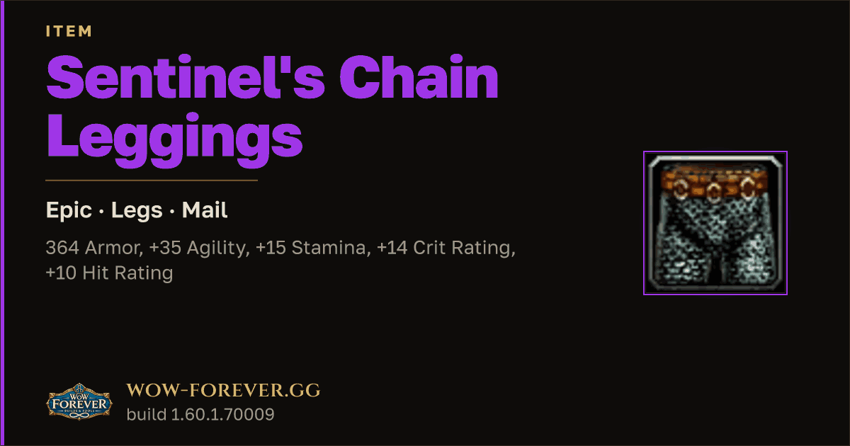 The preview card for Sentinel's Chain Leggings - Epic Mail Legs