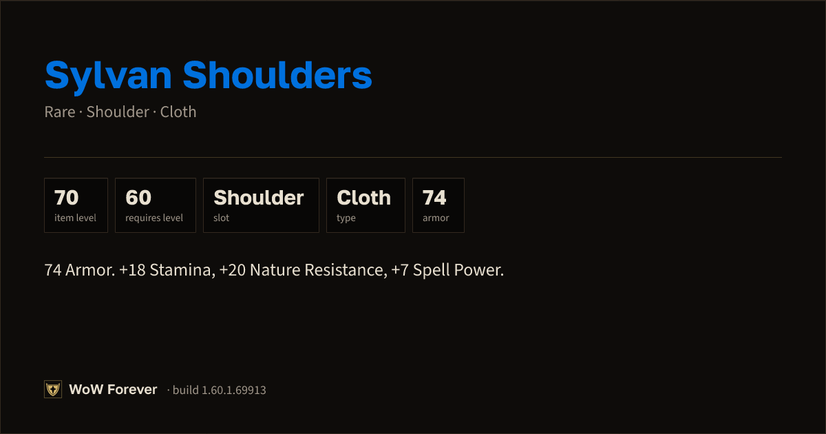 The preview card for Sylvan Shoulders - Rare Cloth Shoulder
