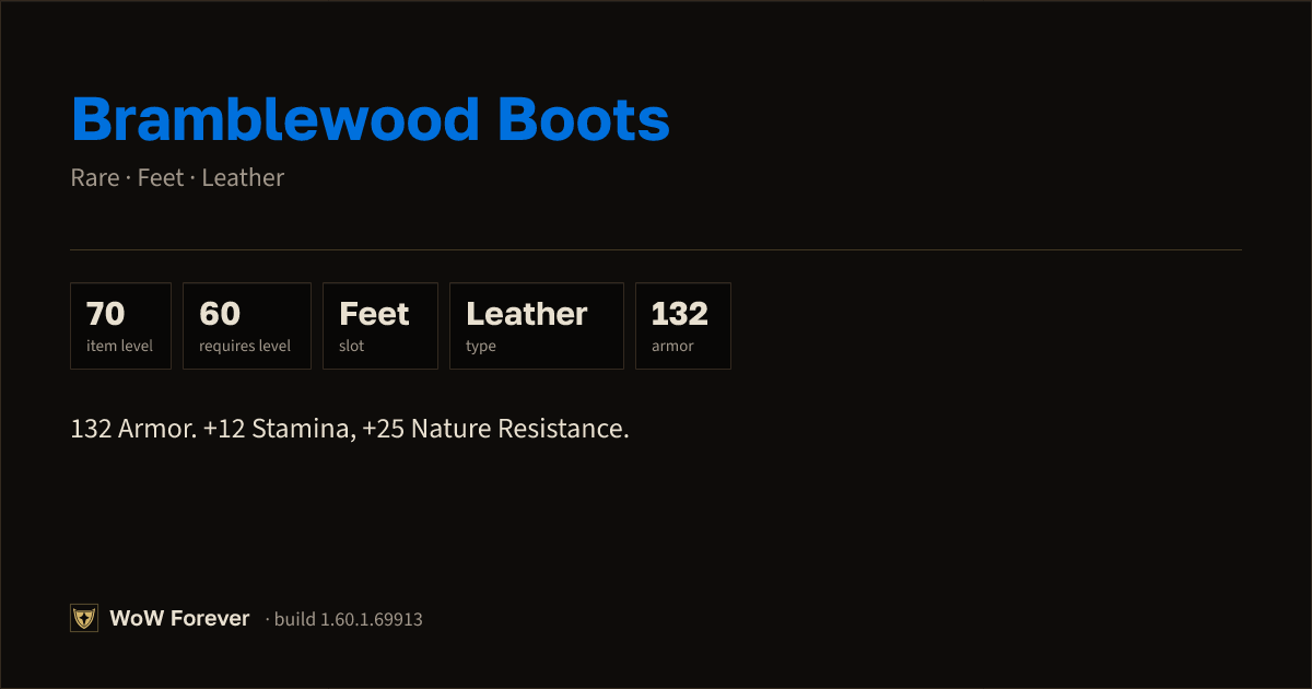The preview card for Bramblewood Boots - Rare Leather Feet