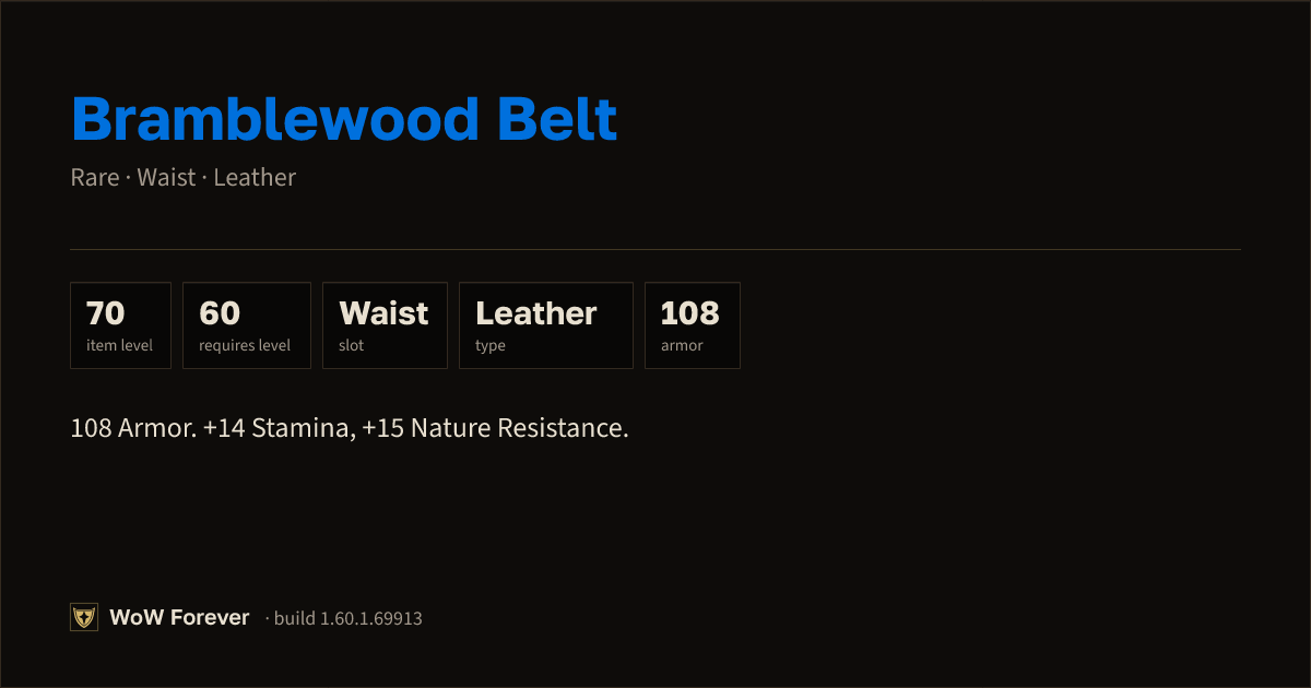 The preview card for Bramblewood Belt - Rare Leather Waist