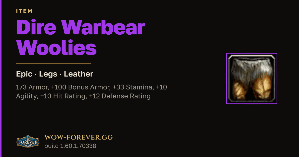 The preview card for Dire Warbear Woolies