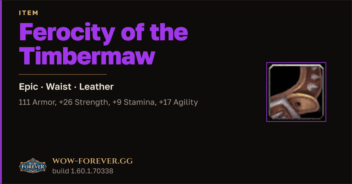 The preview card for Ferocity of the Timbermaw