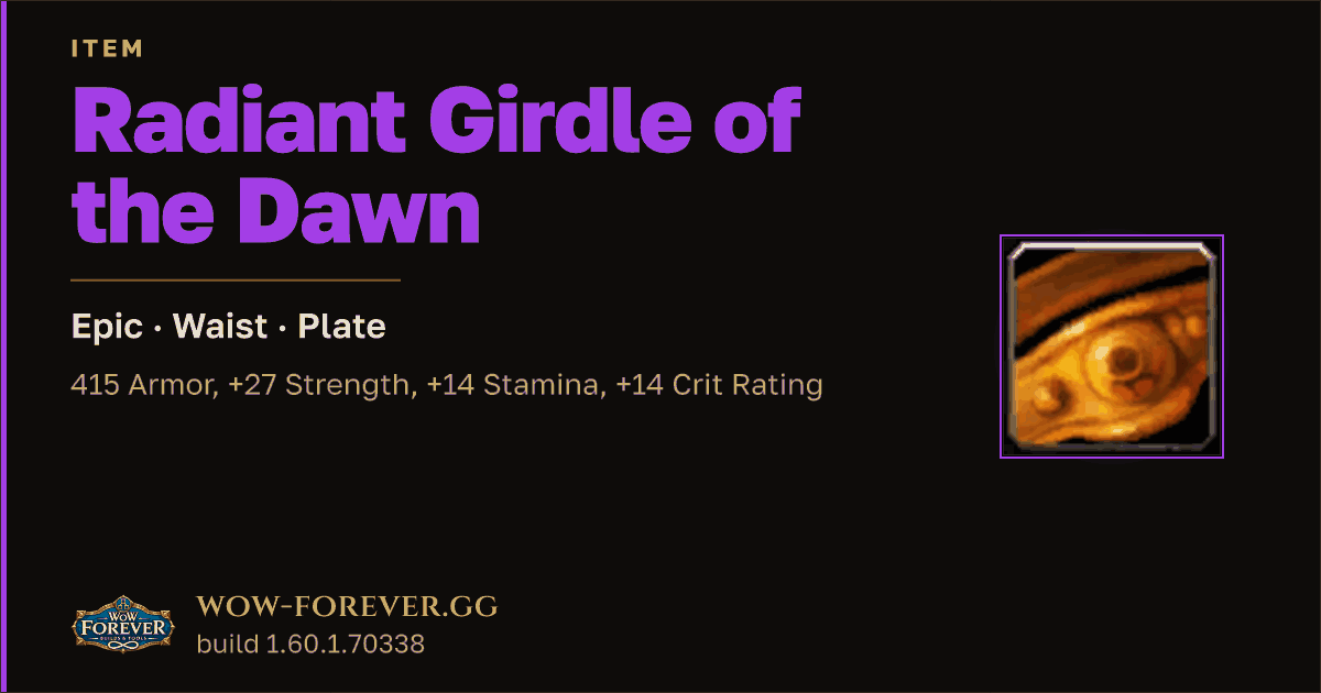 The preview card for Radiant Girdle of the Dawn