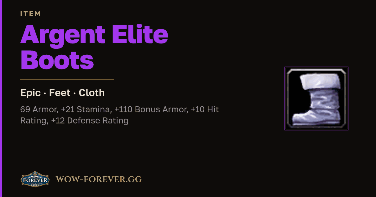 The preview card for Argent Elite Boots