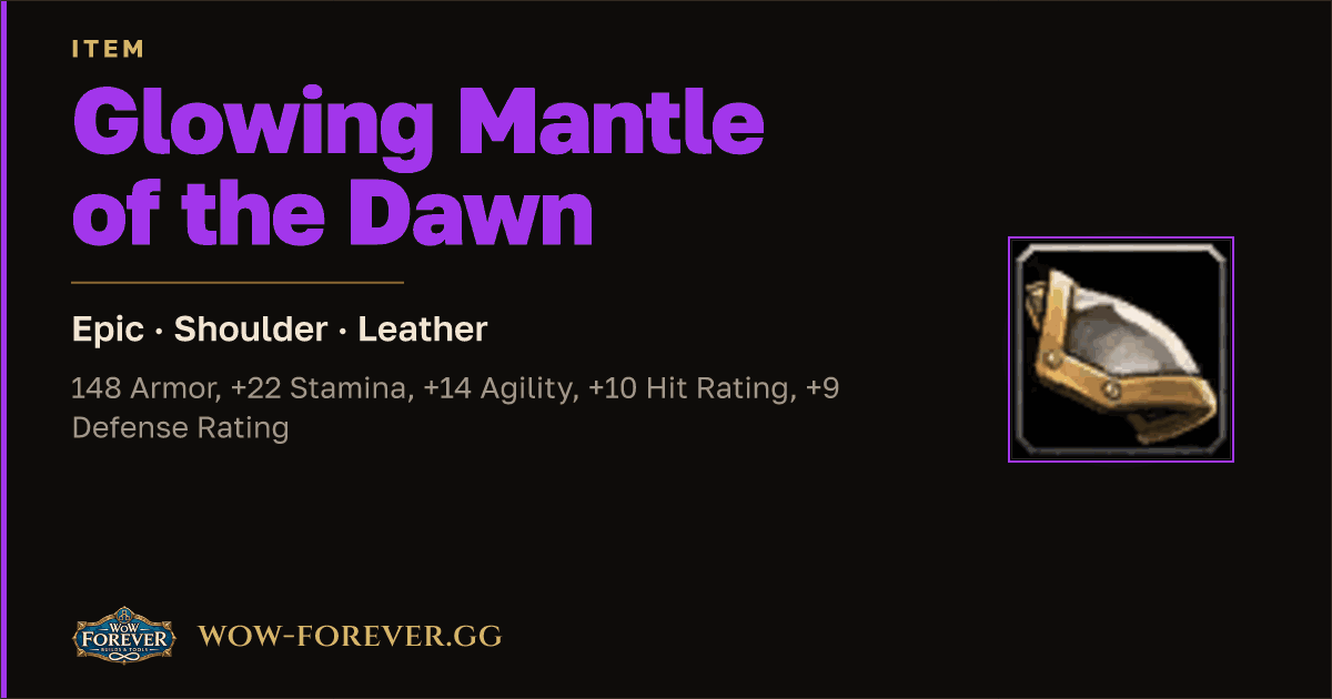 The preview card for Glowing Mantle of the Dawn