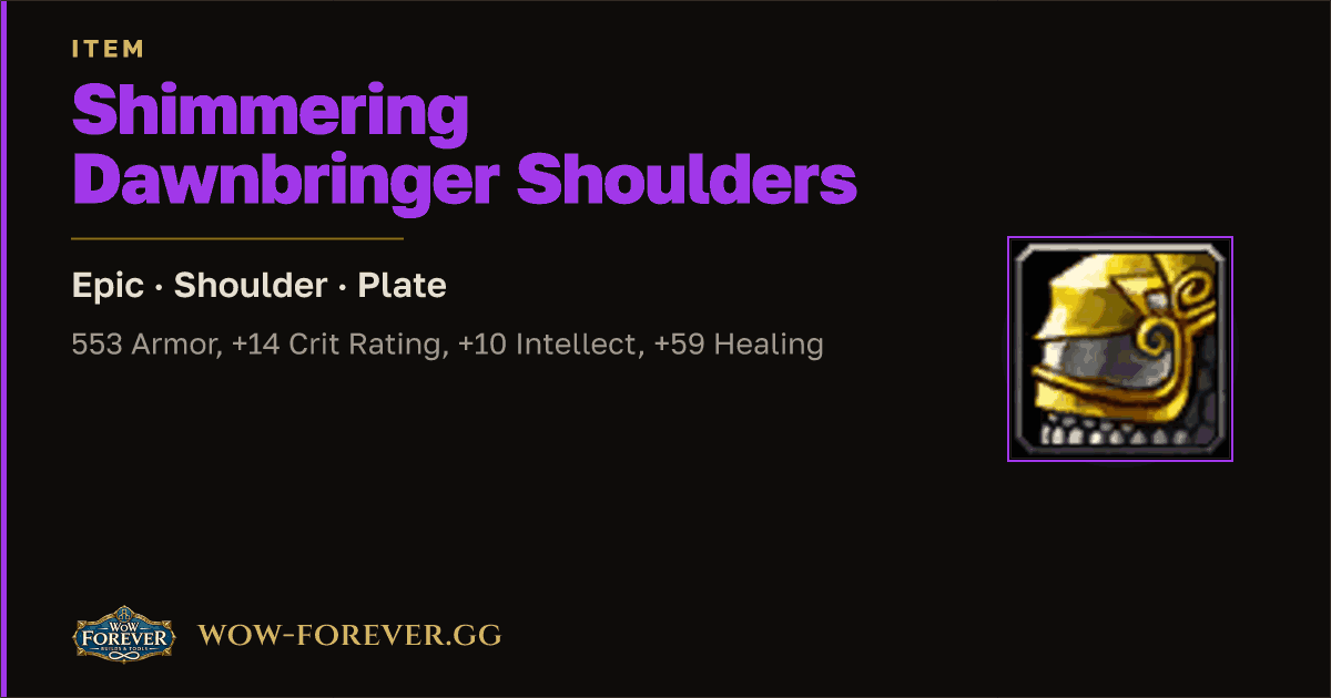 The preview card for Shimmering Dawnbringer Shoulders