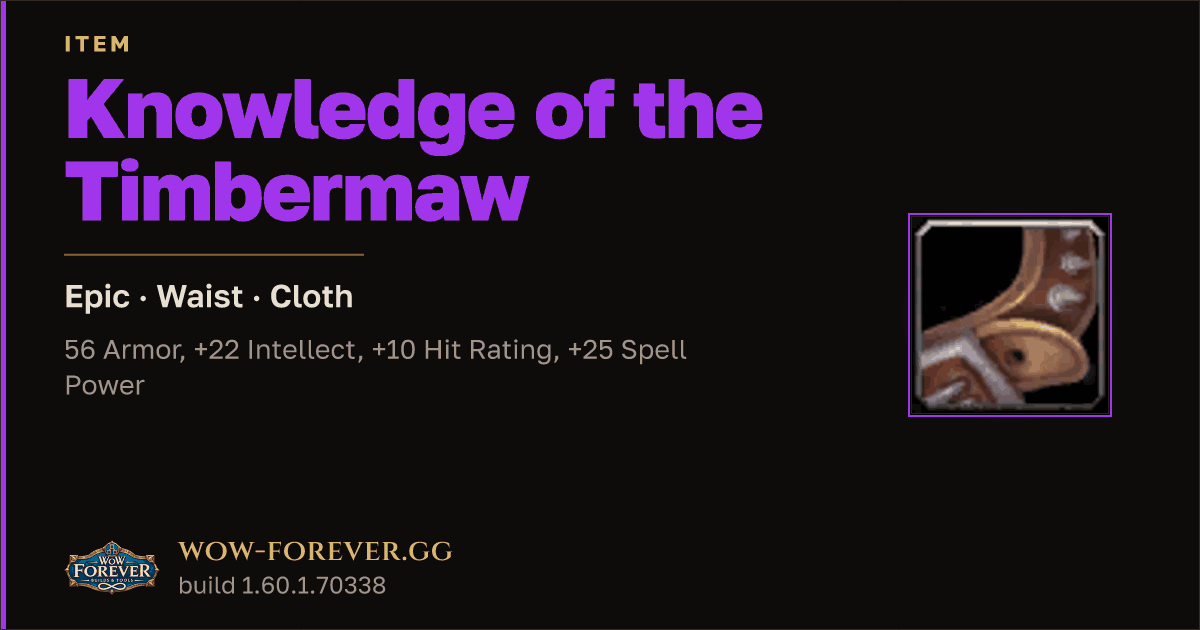 The preview card for Knowledge of the Timbermaw