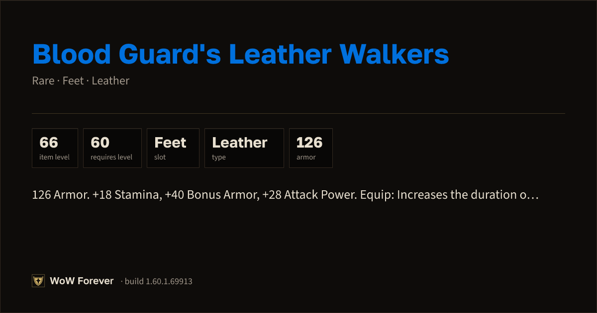 The preview card for Blood Guard's Leather Walkers - Rare Leather Feet