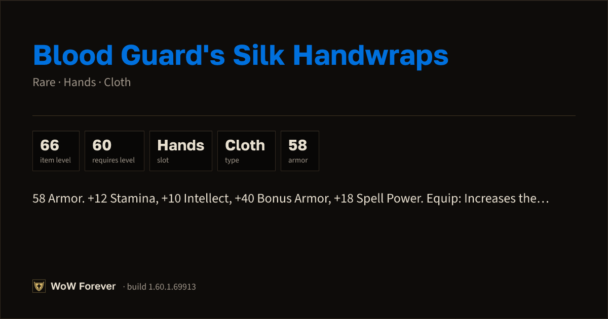 The preview card for Blood Guard's Silk Handwraps - Rare Cloth Hands