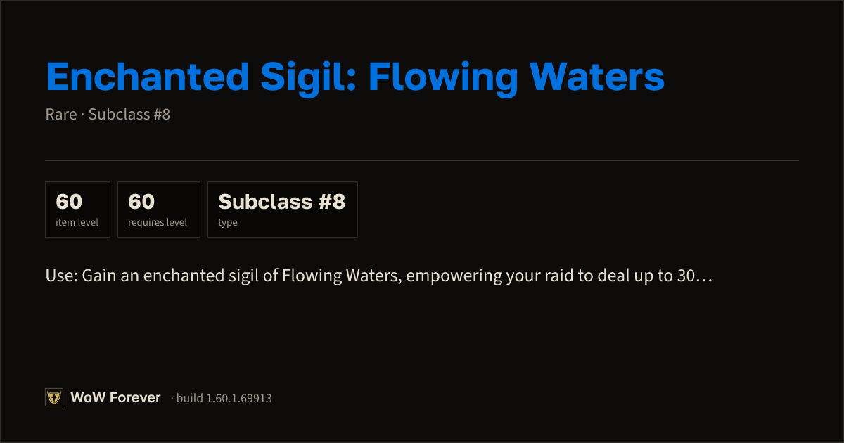 The preview card for Enchanted Sigil: Flowing Waters - Rare Consumable