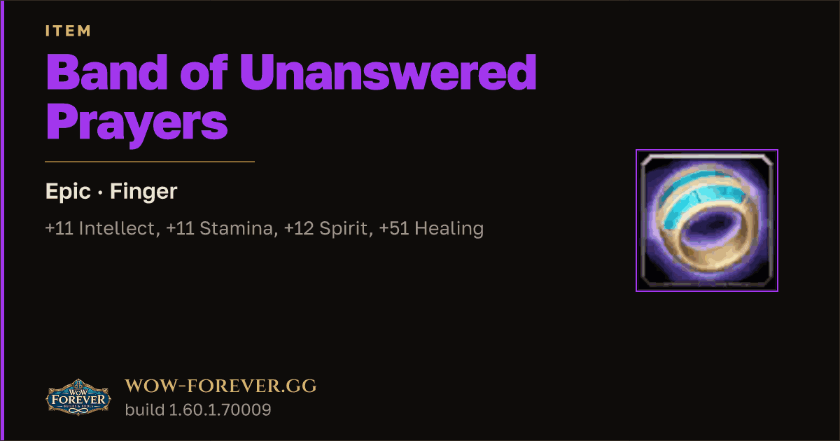 The preview card for Band of Unanswered Prayers - Epic Ring