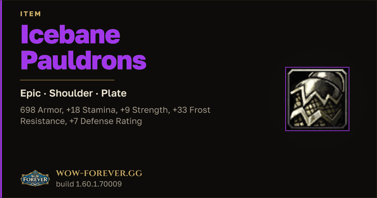 The preview card for Icebane Pauldrons - Epic Plate Shoulder
