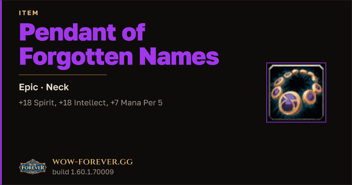 The preview card for Pendant of Forgotten Names - Epic Necklace