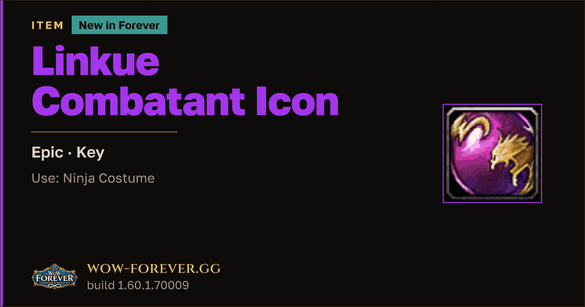 The preview card for Linkue Combatant Icon - Epic Key, Item Level 77