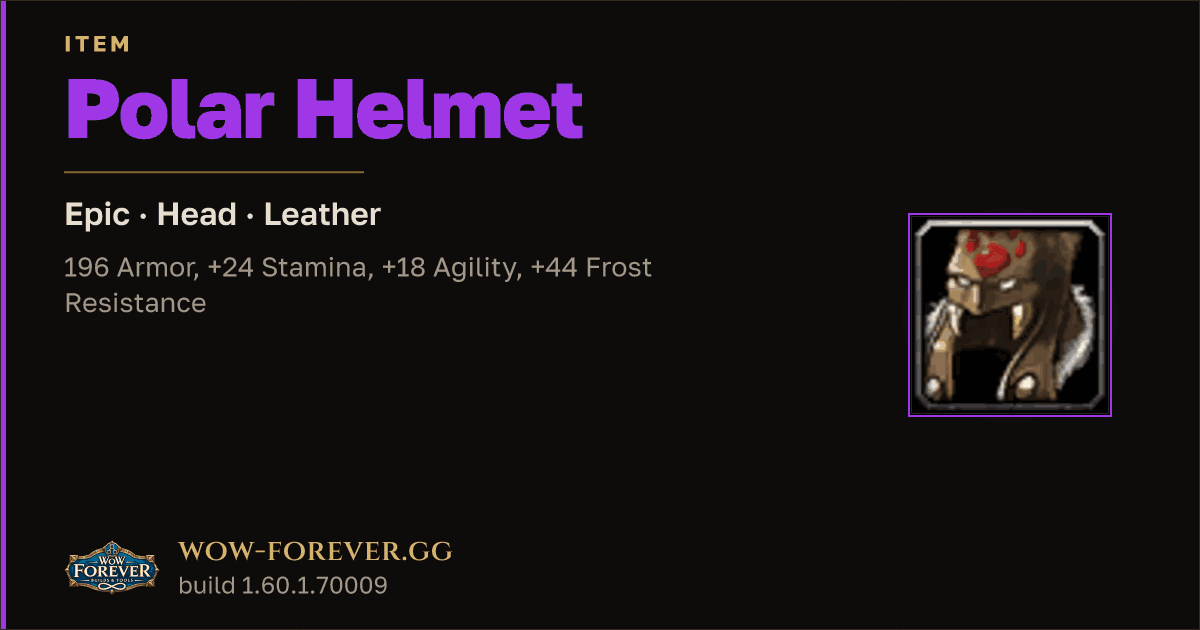 The preview card for Polar Helmet - Epic Leather Head, Item Level 83