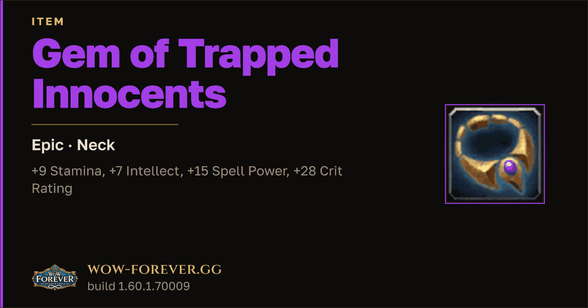 The preview card for Gem of Trapped Innocents - Epic Necklace
