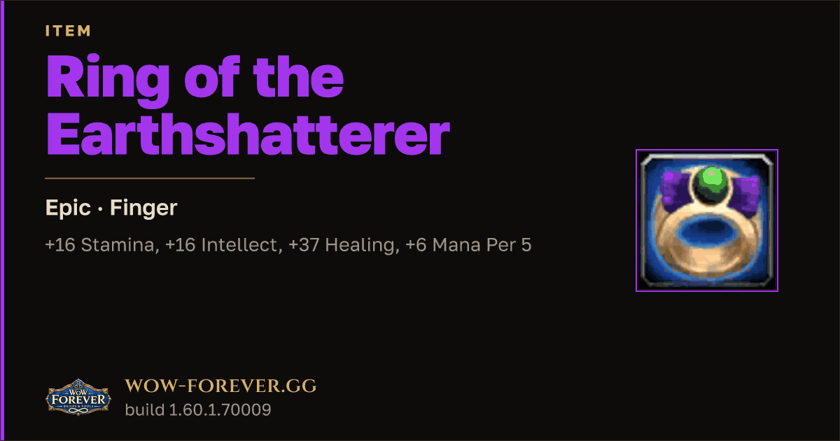The preview card for Ring of the Earthshatterer - Epic Ring