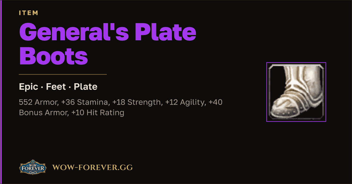 The preview card for General's Plate Boots