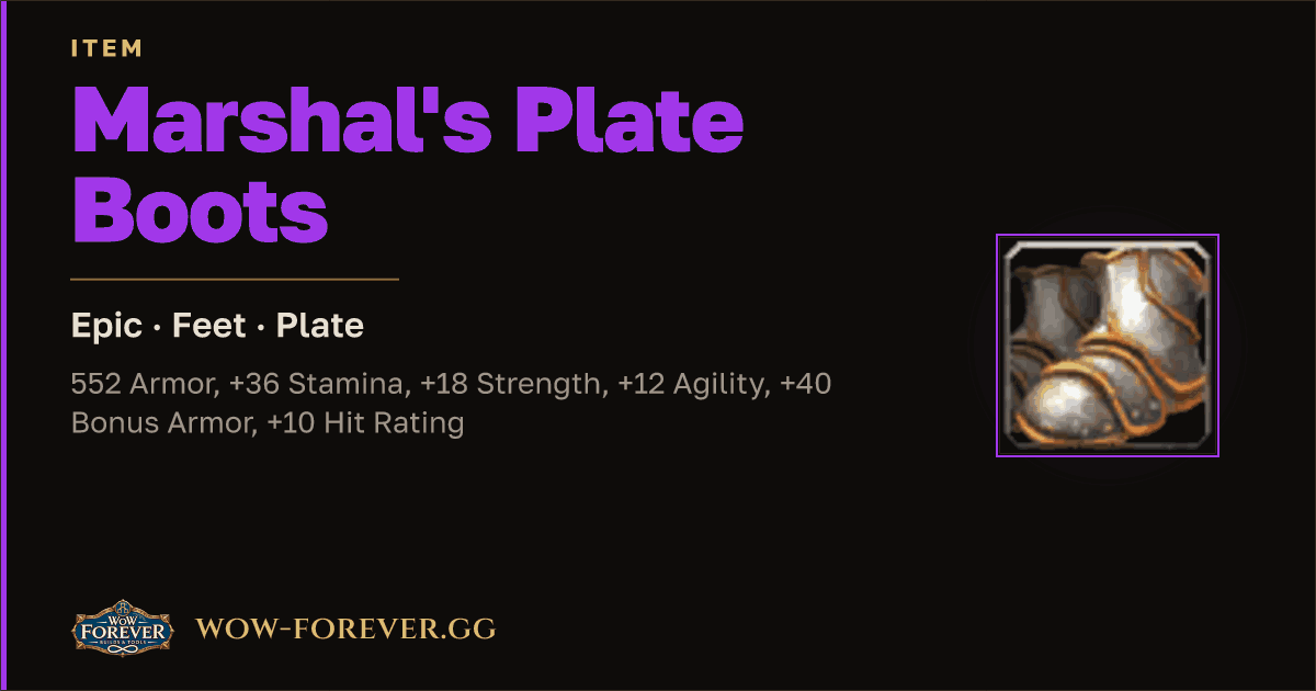 The preview card for Marshal's Plate Boots