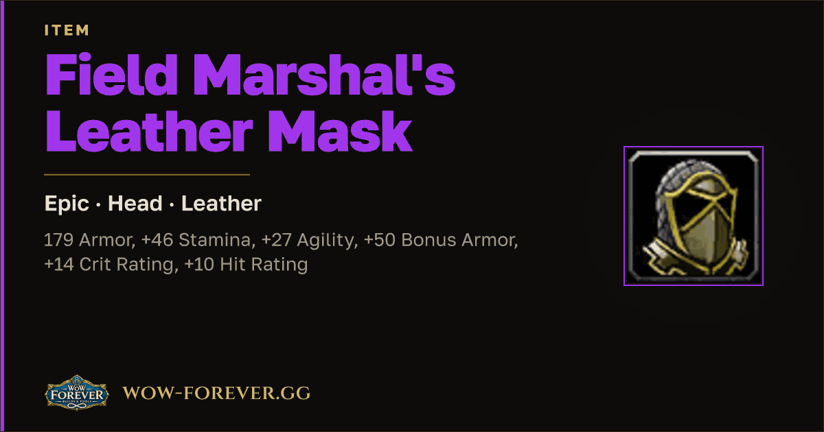 The preview card for Field Marshal's Leather Mask