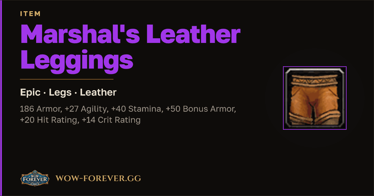 The preview card for Marshal's Leather Leggings