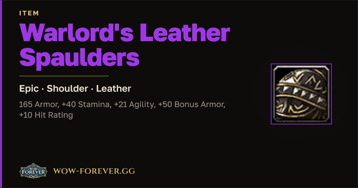 The preview card for Warlord's Leather Spaulders