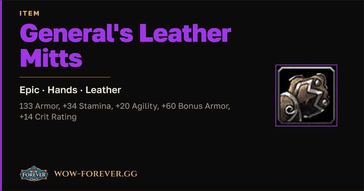 The preview card for General's Leather Mitts